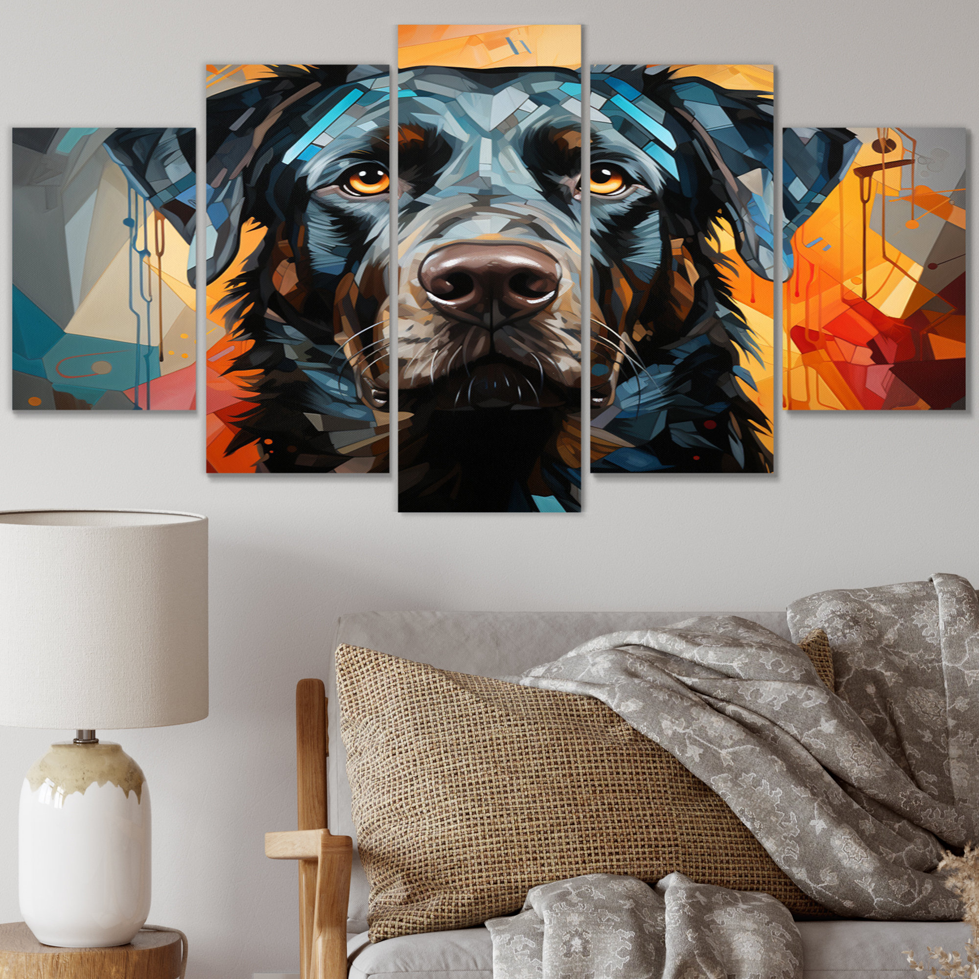 Winston Porter Dog Inquisitive Canine Popart I On Canvas 5 Pieces Print Wayfair